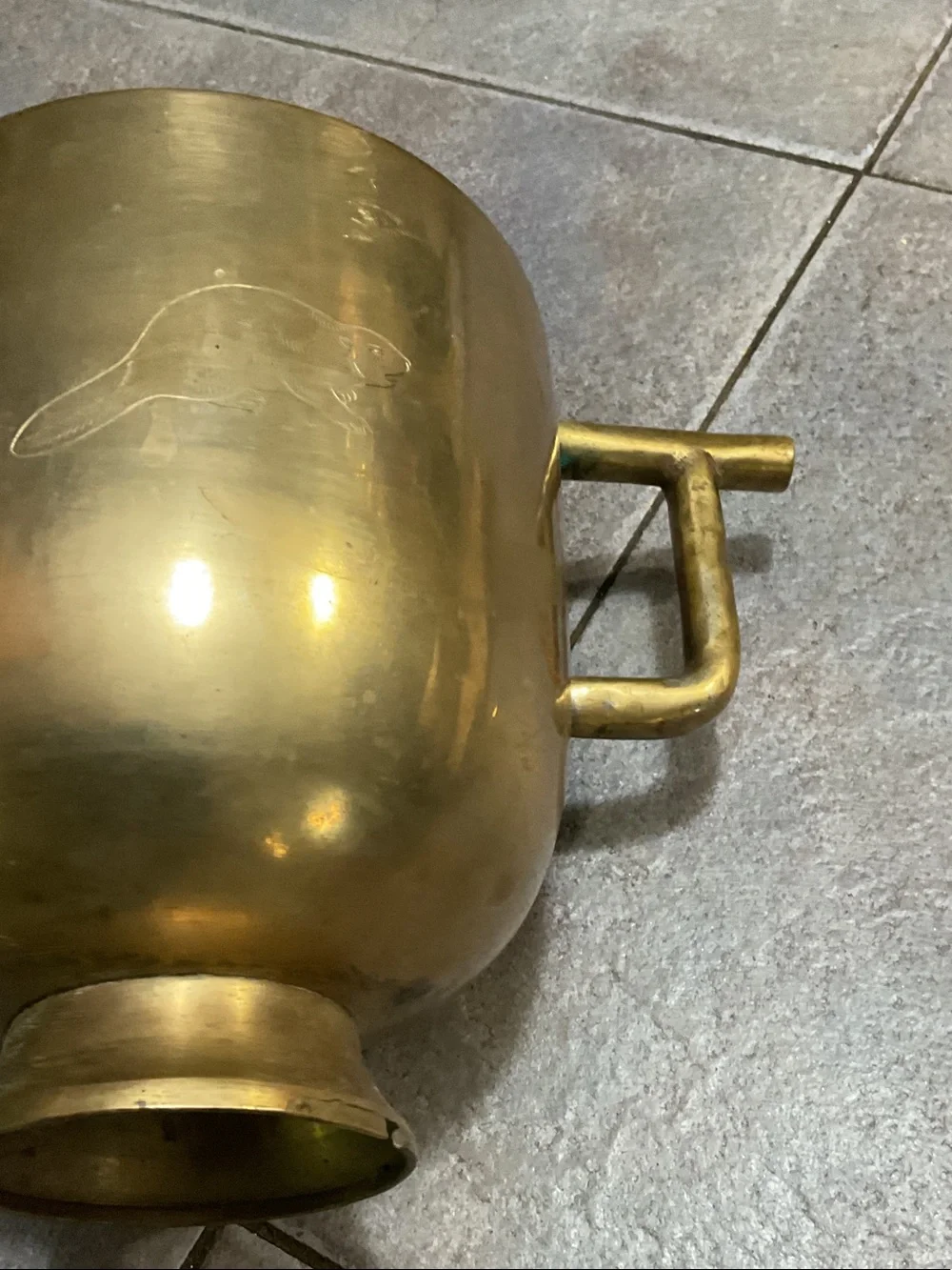 Vintage Brass Two-Handled Trophy Vase with Patina
